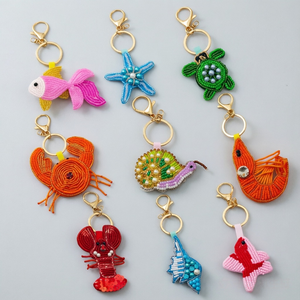 Handmade Beading Embroidered Fabric Keychain Mini Marine Animals Lobster Clasp Keychain Classic Luxury Fashion Matching Bag - Product Image 4
