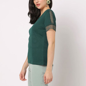 Precio al por mayor, últimos estilos, camisetas de alta calidad para mujer, servicio OEM, MOQ bajo, camisetas para mujer para venta en línea - Product Image 2