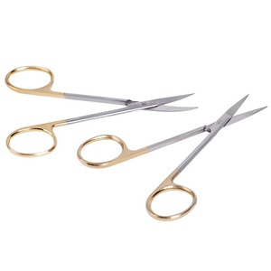 Tijeras Quirúrgicas Dentales Manuales de Acero Inoxidable, Rectas y Curvas, Mango Dorado, Herramientas Médicas, Instrumento de Odontología, Certificado CE - Product Image 1