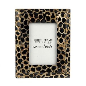 Cadre photo en bois massif avec incrustation de corne, fait main, design moderne et élégant, décoration d'intérieur, cadeau pour le marché américain et européen - Product Image 1