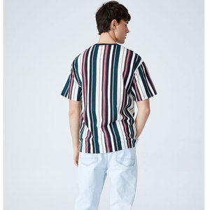 Stripe T-Shirt and <b>Turtle</b> <b>Neck</b> T-Shirt Custom Slim Fit Short Sleeve Striped T Shirts - Product Image 2