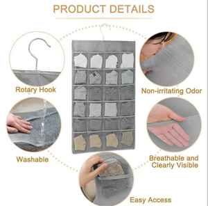 Organisateur de vêtements double face en nylon marron, capacité de rangement 2 kg, sacs organisateurs de sous-vêtements avec cintre, sac grande capacité - Product Image 6