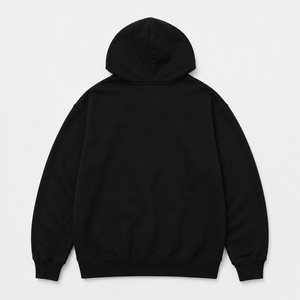 Sweat-shirt à capuche zippé noir personnalisé 100 % coton molletonné brodé épais unisexe streetwear coupe ample - Product Image 3
