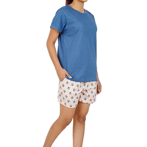 Custom Printed Womens Solid <b>Ankle</b> Twin Set Grey Black Co-Ord with Pockets Soft Cotton Short Sleeve Summer Wear Fitness Set - Product Image 3