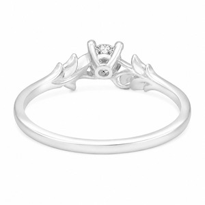 Anillo de compromiso de plata 925 con diseño romántico de planta y diamantes con engaste de puntas para mujer - Product Image 3