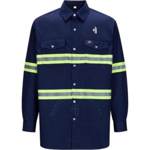 High Visibility Safety <b>Shirt</b> Class 2 Reflective Long Sleeve Workwear with Custom Logo Design Button Down FRC Welder Custom - Product Image 1
