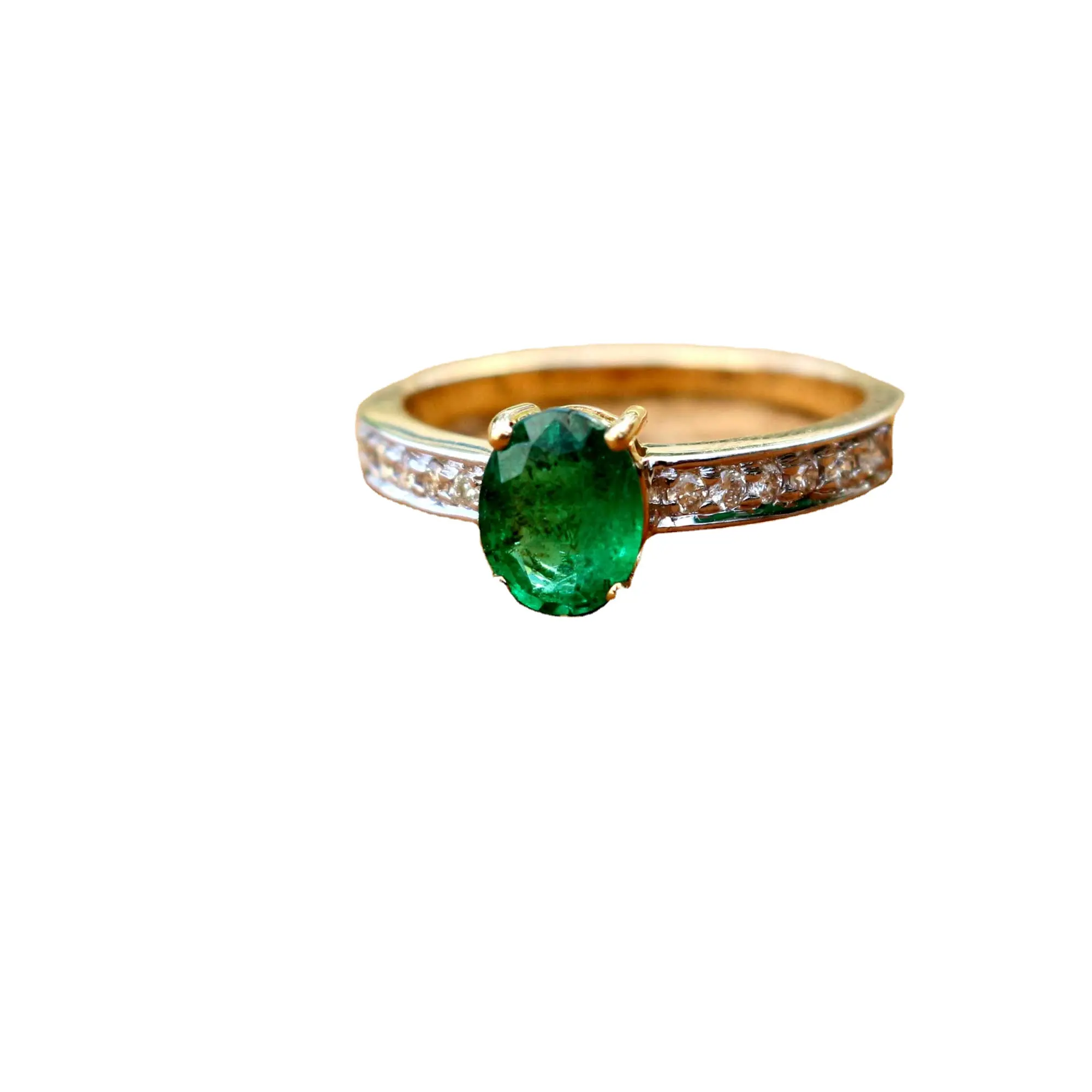 Mới Thiết Kế Hiện Đại Emerald Đá Quý Handmade Nhẫn 14 K Rắn Vàng Trang Sức Bán Buôn Nhà Máy Giá Số Lượng Lớn