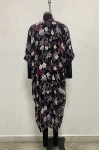 Robe longue à manches longues à imprimé floral noir pour femme, robe midi décontractée ample - Product Image 2