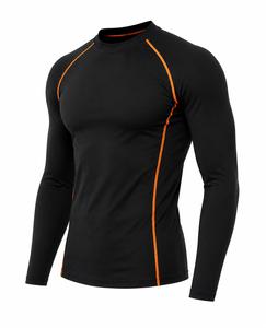 Rashguard pour homme noir à manches longues, col rond, en spandex et polyester, haute qualité, sans couture, séchage rapide, respirant, écologique, anti-UV, 180g - Product Image 2
