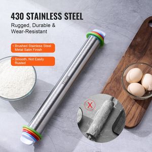 Mattarello regolabile in acciaio inossidabile con anelli di spessore tappetino da forno categoria di prodotti mattarelli e tavole da pasticceria - Product Image 4