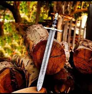 Épée viking en acier Damas de haute qualité avec fourreau en bois sculpté, style nordique médiéval, pour le camping en plein air, pour guerrier, avec étui - Product Image 6