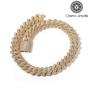 Collier pour homme en argent avec moissanite, plaqué or 14 carats, chaîne à maillons, style hip-hop, taille brillante, micro-incrustation, certifié IGI - Product Image 1