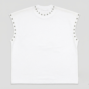 เสื้อกล้ามปักลายเพชรแบบกำหนดเอง ผ้าเจอร์ซีย์คอตตอน 100% เนื้อผ้านุ่ม สไตล์วินเทจ พิมพ์ลายกราฟิก เสื้อยืดแขนกุดสำหรับทุกเพศ - Product Image 2