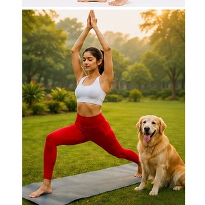 Red Women's High Waist Yoga <b>Leggings</b> Elastic Breathable Cotton Spandex with Butt <b>Shaping</b> Design and Utility Pocket - Product Image 1