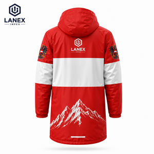 Custom Logo Austria Flag Swim Parka | Windproof Waterproof Hooded Long Jacket with Soft Fleece Interior for <b>Coaches</b> and Swimmers - Product Image 3