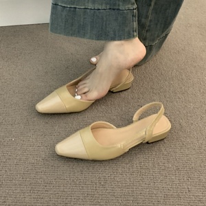 Wholesale 2025 Women's Low Heeled <b>Flat</b> Sandals Comfortable Casual Work Office Insole PU Design <b>Pointed</b> tip Heels for Ladies - Product Image 2