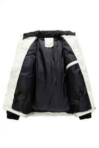 LUXE ATTIRE INDUSTRY Men's Puffer Hooded Warm <b>Waterproof</b> Winter Outerwear Light <b>Grey</b> Fur Shell Filled Bomber Style <b>Jacket</b> - Product Image 4