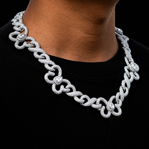 สร้อยคอฮิปฮอปดีไซน์โดดเด่น เครื่องประดับแฟชั่น เพชรโมอิสซาไนต์ VVS  แบบ Cuban Link พร้อมสร้อยเงินแท้ 925 สำหรับผู้ชาย - Product Image 2