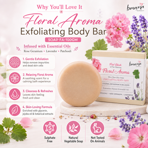 Savon corporel aromathérapeutique floral Bmama 100g, barre nettoyante exfoliante naturelle à base de plantes, lavande, rose, géranium, patchouli - Product Image 6