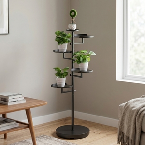 Modern Four-Tier Powder Coated Home Storage Free Standing Rotating Planter Stand Garden Patio Balcony Flower <b>Pot</b> Shelf Rack - Product Image 1