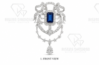 Broche en argent bleu roi taille émeraude, pendentif goutte luxueux en argent sterling 925 pavé de diamants, bijou de déclaration raffiné et formel