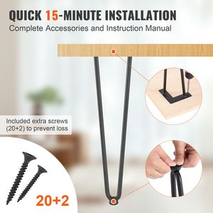 Gambe per Mobili in Metallo a Forma di forcina da 19 pollici per Progetti Fai-da-te Stile Rustico, per Comodini, Tavolini da Caffè, Scrivanie, Capacità di Carico 500 libbre, con Gomma - Product Image 2