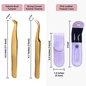 Pinces à cils avec emballage personnalisé, pinces à cils à pointe en fibre pour une tenue forte, idéales pour les extensions de cils - Product Image 5