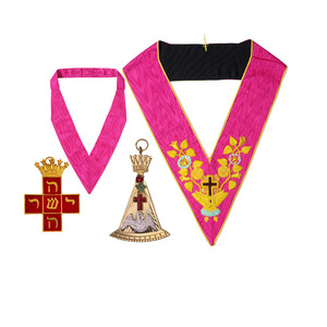 Conjunto de Mandil Masónico de Rito Escocés de 18 Grados Rose Croix con Collar de Cuero Ecológico Personalizado y Cadena de Joyas para el Pecho - Product Image 1