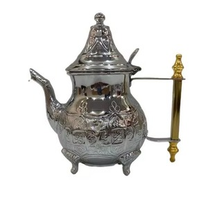 Industry Trending Customizable Vintage Silver Turkish Coffee Pot With Gold Handle Round Percolator Coffee & Tea Tool - Product Image 3