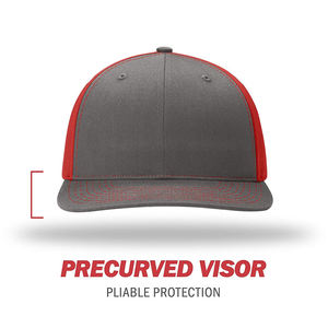 Casquette Snapback 6 Panneaux Unisexe Gris Rouge à Blocs de Couleurs, Réglable, Style Fête, en Satin, 100% Coton - Product Image 3