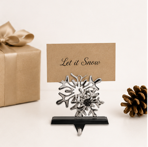 Snowflake Christmas Stocking Hanger For Mantle Chrome Finished 3D Metal <b>Weighted</b> Stocking Hook <b>Stand</b> For Festive Fireplace Decor - Product Image 2