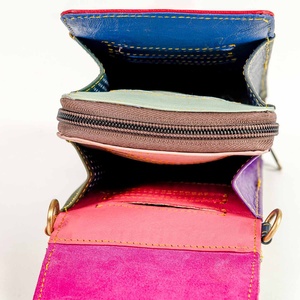 Hot Selling Women's Stylish Recycled Genuine Leather Satchel phone cover <b>bag</b> Unique Multi-Use <b>Rainbow</b> Color - Product Image 5
