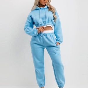 Conjunto Deportivo de Algodón de Secado Rápido, Oferta, Moda Femenina, 2 Piezas, Sudadera con Capucha + Pantalones, Conjunto Deportivo de Forro Polar para Invierno, Fábrica OEM - Product Image 4