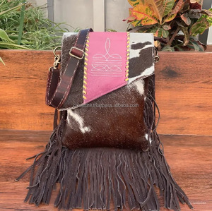 Hair on Hide Fur Leather Western Style Boot Stich Nuevo diseñador Fringe Bag Bolso Sling Bag Bohemian Women's Multi Usos Bolso - Product Image 2