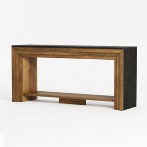 Table console rustique en teck pour l'ameublement de la maison avec un design moderne et un espace de rangement - Product Image 2