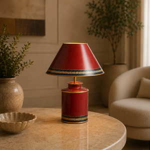 Lámpara de Mesa Metálica Royal Canister con Pantalla Decorativa Cónica, Iluminación Cálida de Hierro Forjado de Primera Calidad para Interiores Elegantes - Product Image 1