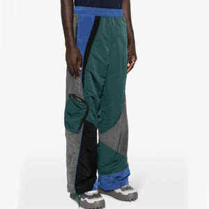 Pantalon de survêtement unisexe style streetwear, coupe ample, patchwork color block, coupe-vent, en nylon, cargo, joggers - Product Image 2