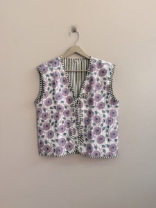 Chaleco de Algodón Bordado con Flores para Mujer, Prenda Exterior Informal, Bordado a Mano, Transpirable, Estilo sin Cuello - Product Image 2