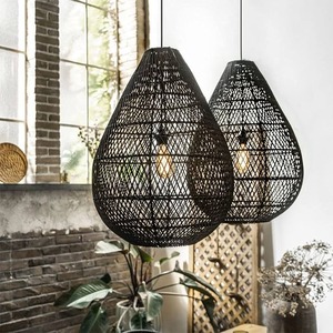 Abat-jour en rotin fait main, style bohème, écologique, pour usage intérieur, abat-jour en rotin tissé, luminaire suspendu - Product Image 1