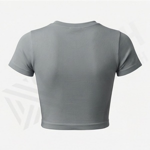 T-shirt court personnalisé pour femme en toile respirante, écologique, séchage rapide, décontracté, chic, pour la gym, à manches courtes - Product Image 2