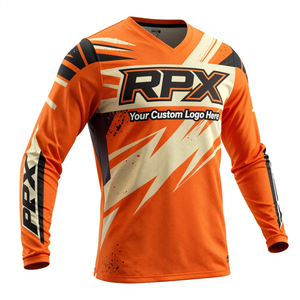 Maillot de motocross RPX avec logo personnalisé, manches longues, orange, polyester, séchage rapide, vêtements de course pour hommes adultes, toutes saisons - Product Image 3