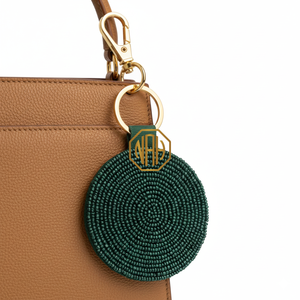 Beaded Name <b>Key</b> Ring Round Embroidered Design <b>Custom</b> Event Gift Keychain for Bulk Corporate Orders - Product Image 4
