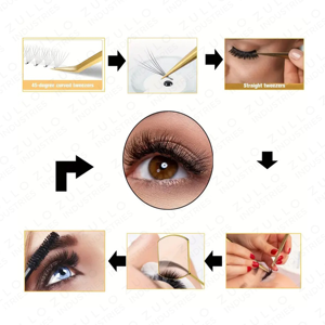 3PCS Stainless Steel Eyelash Tweezers Set with Mirror for Classic Volume <b>Lash</b> Extensions Precision Beauty Tool <b>Kit</b> - Product Image 3