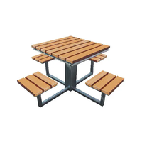 Table à manger en bois pour jardin et rue, ensemble de Table à manger en bois pour l'extérieur
