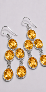 Citrine <b>Dangle</b> <b>Earrings</b> 925 Sterling <b>Silver</b> <b>Earrings</b> Golden Citrine Chandelier <b>Earrings</b> Handmade November Birthstone Jewelry G - Product Image 1