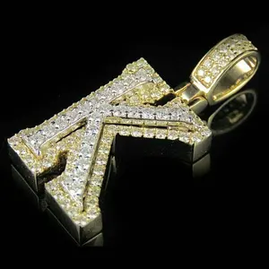 Colgante de Lujo con Letras del Alfabeto, con Diamantes de Imitación Moissanite, Chapado en Oro, para Mujer, Estilo Hiphop, Plata de Ley, Marca Tishya - Product Image 3
