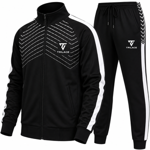 Survêtements d'hiver en molleton respirant imprimé uni, unisexe, avec logo personnalisé, ensemble deux pièces pour l'entraînement sportif et le jogging, vente en gros - Product Image 4