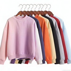 Sweat-shirt ample à col rond pour femme en molleton uni à prix abordable - Hiver/Automne 100% coton biologique avec logo personnalisable sur le devant - Product Image 1