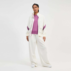 Ensemble de survêtement 2 pièces très demandé : veste zippée et pantalon large à rayures contrastées, tenue décontractée assortie - Product Image 1