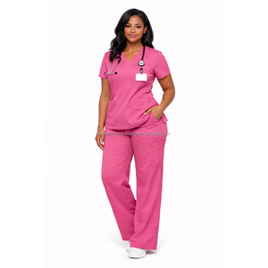 Fitted Nurse Uniform Scrub Set Custom Woven Label <b>Cargo</b> Pocket Jogger <b>Pants</b> Poplin <b>Stretch</b> Fabric OEM Manufacturer Staff New - Product Image 5